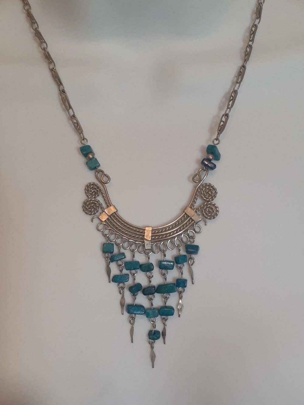Turquoise Fringe Statement Necklace